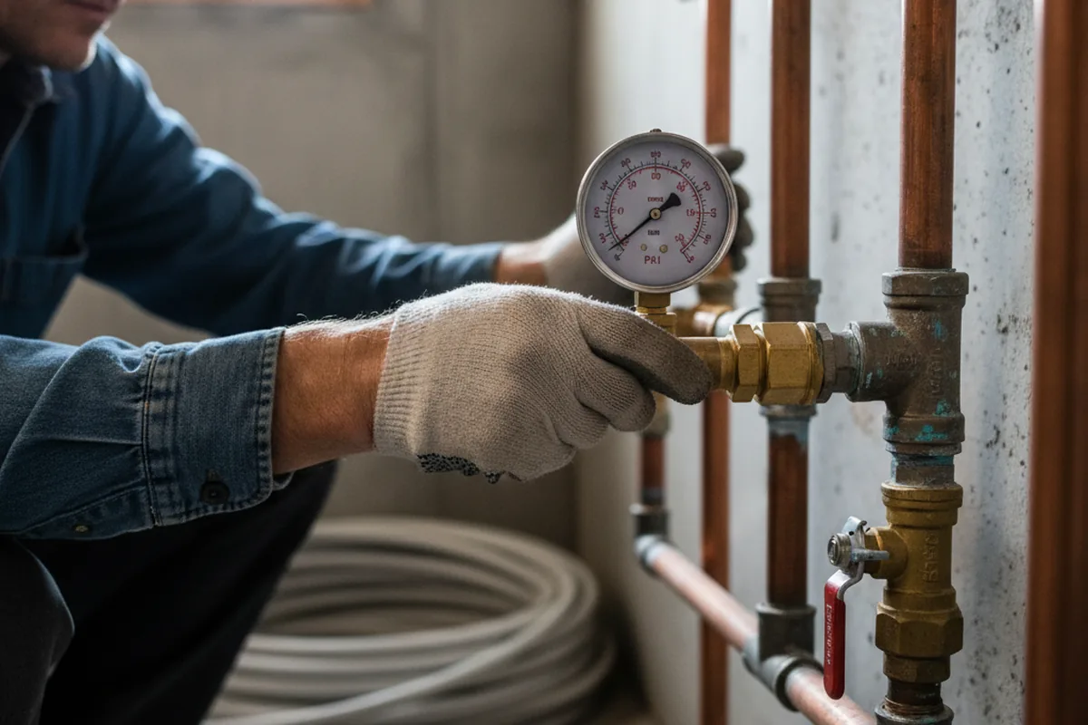 Pressure testing a repaired line during Water Line Repair in Kinderhook